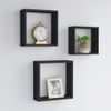 Estantes Cubo De Pared 3 Unidades Mdf Negro Vidaxl