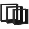 Estantes Cubo De Pared 3 Unidades Mdf Negro Vidaxl