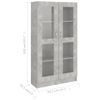 Vitrina De Madera Contrachapada Gris Hormigón 82,5x30,5x150cm Vidaxl