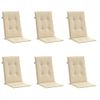 Cojín Silla De Jardín Respaldo Alto 6 Uds Tela Beige 120x50x3cm Vidaxl