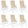 Cojín Silla De Jardín Respaldo Alto 6 Uds Tela Beige 120x50x3cm Vidaxl