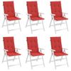 Cojín Silla De Jardín Respaldo Alto 6 Uds Tela Rojo 120x50x3 Cm Vidaxl