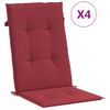 Cojín Silla De Jardín Respaldo Alto 4 Uds Tela Rojo 120x50x3 Cm Vidaxl