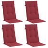 Cojín Silla De Jardín Respaldo Alto 4 Uds Tela Rojo 120x50x3 Cm Vidaxl