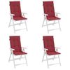 Cojín Silla De Jardín Respaldo Alto 4 Uds Tela Rojo 120x50x3 Cm Vidaxl