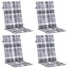 Cojín Silla Jardín Respaldo Alto 4 Uds Cuadros Gris 120x50x3 Cm Vidaxl