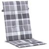 Cojín Silla Jardín Respaldo Alto 4 Uds Cuadros Gris 120x50x3 Cm Vidaxl