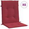 Cojín Silla Jardín Respaldo Bajo 6 Uds Tela Oxford Rojo Tinto Vidaxl