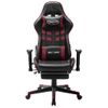 Rogal Silla De Gaming Reposapiés Cuero Sintético Negro Y Rojo Tinto Rogal