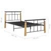 Estructura De Cama Metal Y Madera Maciza De Roble 90x200 Cm Vidaxl