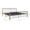 Estructura De Cama Metal Y Madera Maciza De Roble 200x200 Cm Vidaxl