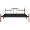 Estructura De Cama Madera Maciza Roble Metal Negro 200x200 Cm Vidaxl