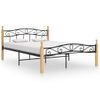 Estructura De Cama Madera Maciza Roble Metal Negro 160x200 Cm Vidaxl