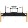 Estructura De Cama Madera Maciza Roble Metal Negro 160x200 Cm Vidaxl