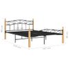 Estructura De Cama Madera Maciza Roble Metal Negro 160x200 Cm Vidaxl