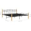 Estructura De Cama Metal Y Madera Maciza De Roble 200x200 Cm Vidaxl