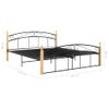 Estructura De Cama Metal Y Madera Maciza De Roble 160x200 Cm Vidaxl