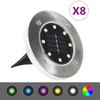 Lámparas Solares De Suelo 8 Unidades Luces Led Color Rgb Vidaxl