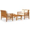 Set Muebles De Jardín 3 Pzas Y Cojines Madera Maciza De Acacia Vidaxl