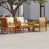 Set Muebles De Jardín 5 Pzas Y Cojines Madera Maciza De Acacia Vidaxl