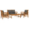 Set Muebles De Jardín 4 Pzas Y Cojines Madera Maciza De Acacia Vidaxl