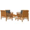 Set Muebles De Jardín 5 Pzas Y Cojines Madera Maciza De Acacia Vidaxl