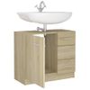 Armario Para Lavabo Madera Contrachapada Color Roble 63x30x54cm Vidaxl