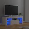 Mueble Para Tv Con Luces Led Blanco 120x35x40 Cm Vidaxl