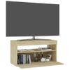 Mueble De Tv Con Luces Led Roble Sonoma 75x35x40 Cm Vidaxl