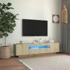 Mueble De Tv Con Luces Led Roble Sonoma 160x35x40 Cm Vidaxl