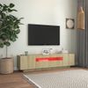 Mueble De Tv Con Luces Led Roble Sonoma 160x35x40 Cm Vidaxl