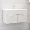 Armario Para Lavabo Contrachapada Blanco Brillo 90x38,5x46 Cm Vidaxl