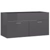 Armario Para Lavabo Contrachapada Gris Brillo 90x38,5x46 Cm Vidaxl