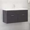 Armario Para Lavabo Contrachapada Gris Brillo 90x38,5x46 Cm Vidaxl