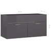 Armario Para Lavabo Contrachapada Gris Brillo 90x38,5x46 Cm Vidaxl