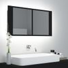 Rogal Armario Espejo De Baño Con Luz Led Negro 90x12x45 Cm Rogal