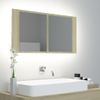 Rogal Armario Espejo De Baño Con Luz Led Roble Sonoma 90x12x45 Cm Rogal