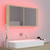 Rogal Armario Espejo De Baño Con Luz Led Roble Sonoma 90x12x45 Cm Rogal