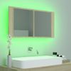 Rogal Armario Espejo De Baño Con Luz Led Roble Sonoma 90x12x45 Cm Rogal