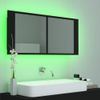 Rogal Armario Espejo De Baño Con Luz Led Negro 100x12x45 Cm Rogal