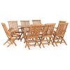 Set De Comedor De Jardín Plegable 9 Pzas Madera Maciza De Teca Vidaxl