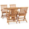 Set De Comedor De Jardín Plegable 5 Pzas Madera Maciza De Teca Vidaxl