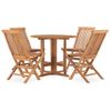 Set De Comedor De Jardín Plegable 5 Pzas Madera Maciza De Teca Vidaxl