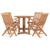 Set De Comedor De Jardín Plegable 5 Pzas Madera Maciza De Teca Vidaxl