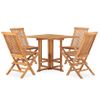 Set De Comedor De Jardín Plegable 5 Pzas Madera Maciza De Teca Vidaxl