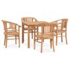 Conjunto De Comedor Para Jardín 5 Piezas Madera Maciza De Teca Vidaxl