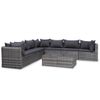 Set De Muebles De Jardín 9 Pzas Ratán Sintético Y Cojines Gris Vidaxl