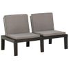 Set De Muebles De Jardín 3 Piezas Con Cojines Plástico Gris Vidaxl