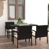 Conjunto De Comedor De Jardín 5 Piezas Ratán Sintético Negro Vidaxl