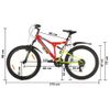 Bicicleta Montaña 21 Velocidades 26 Pulgadas Rueda 49 Cm Rojo Vidaxl